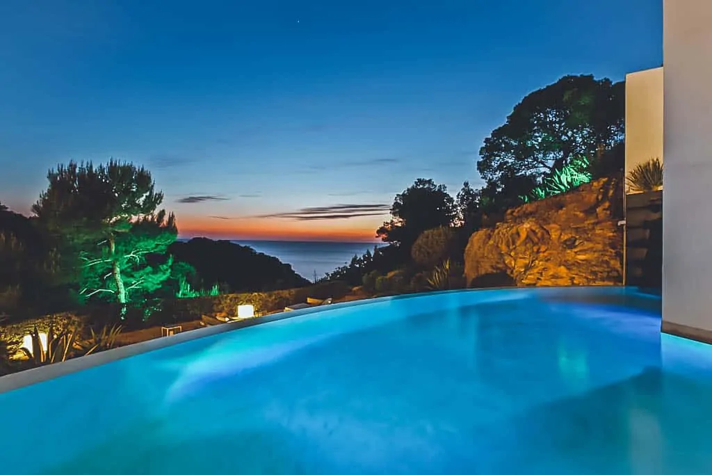 Villa Rental Ibiza - 3 Bedrooms - Balearic Bliss - Villa Vava -pool at night
