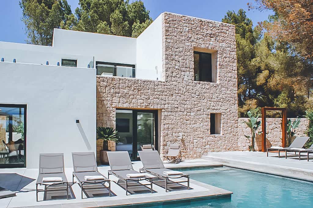 Villa Rental Ibiza - 5 Bedrooms - Balearic Bliss - Can Luna - pool view and villa